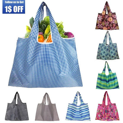 Large Reusable Shopping Storage Bags - Foldable Grocery & Beach Toy Tote Pouch with Shoulder Strap for Travel