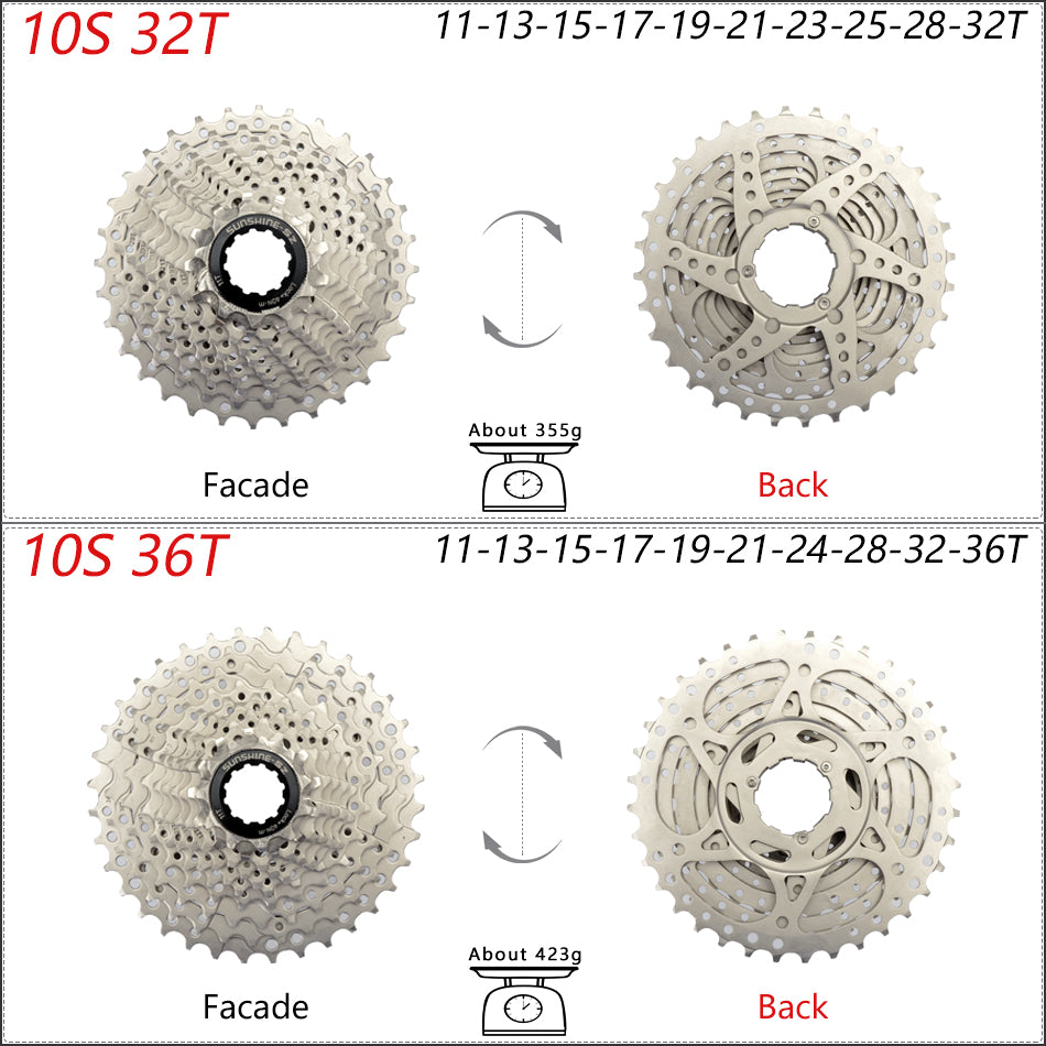 SUNSHINE Bicycle Cassette 8-12 Speed Freewheel - 32T to 52T Sprocket for Shimano/SRAM HG Flywheel