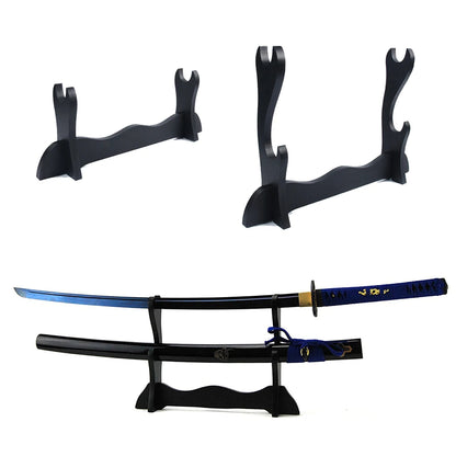 Large Wooden Sword Display Stand - 1/2 Layer Rack for Katana, Wakizashi, Tanto & Wand