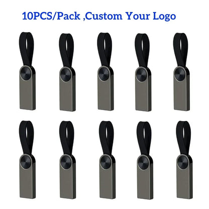 10-Pack Custom Logo USB Ring Flash Drive – Mini Pen Memory Stick 4GB/8GB/16GB/32GB, Perfect Wedding & Photography Gift