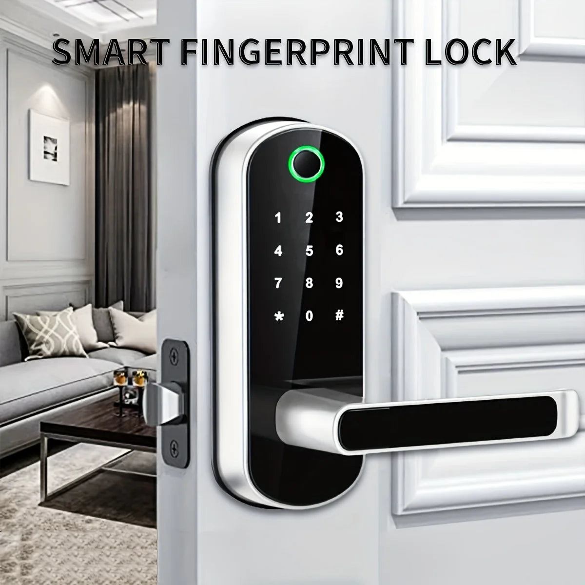 Smart Fingerprint Door Lock – Keyless WIFI Digital Touchscreen, App Remote Control, NFC, IP67 Waterproof, Includes 2 IC Cards
