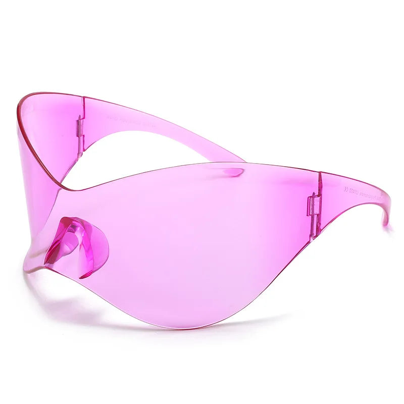 Oversized Futuristic Shield Sunglasses – Silver Mask Visor Eyeglasses for Women & Men, Y2K Punk Fashion Sun Glasses