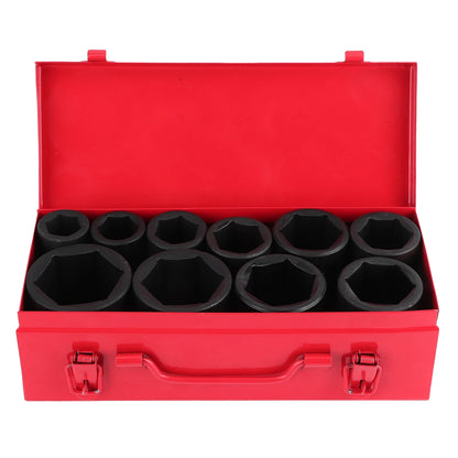 10PCS Metric Deep Impact Socket Set - 3/4-Inch Drive 6-Point Auto Repair Tools 22-50mm