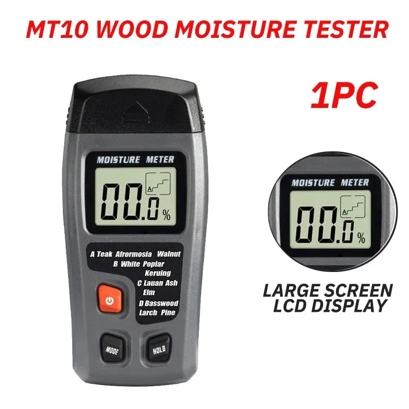 MT10 Digital Wood Moisture Meter - Accurate Hygrometer with Large LCD Display, Wall and Wood Moisture Detector