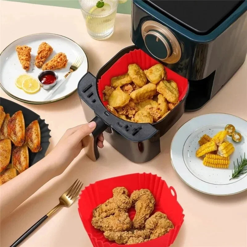 Silicone Air Fryer Accessories Set – Tray, Mat, Grill & Baking Pan for Pizza, Chicken & Oven Use