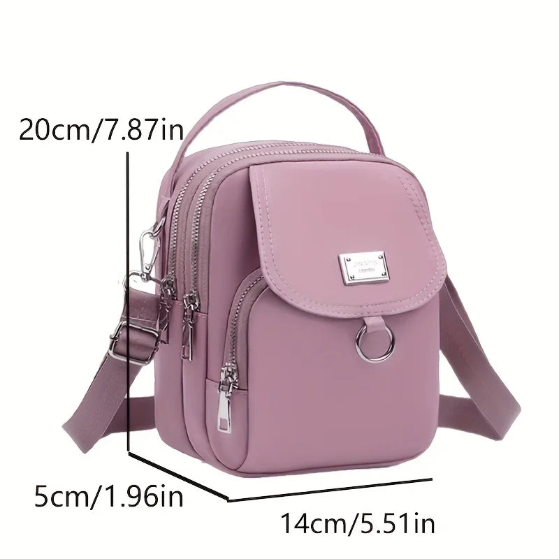Lightweight Nylon Women’s Crossbody Bag – Casual Mini Shoulder Handbag with Multiple Zip Compartments, Tote Purse for Daily Use