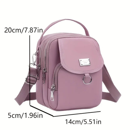 Lightweight Nylon Women’s Crossbody Bag – Casual Mini Shoulder Handbag with Multiple Zip Compartments, Tote Purse for Daily Use