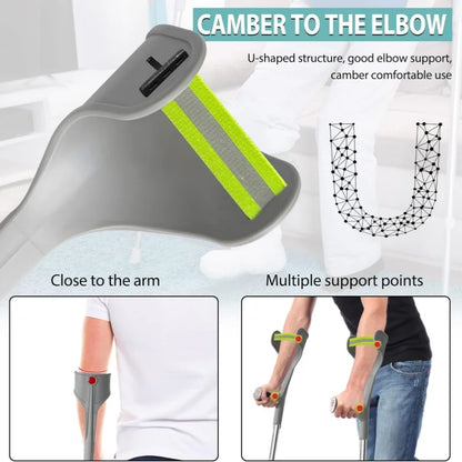 Lightweight Adjustable Aluminum Forearm Crutches for Adults — Foldable Elbow Crutch with Cuff for Walking