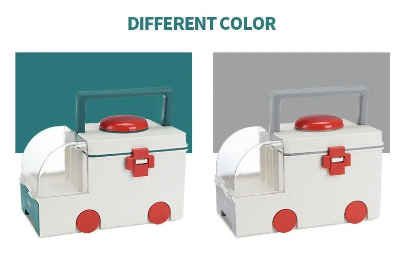 Portable Ambulance Medicine Box – Large Capacity Household Medical Storage & Classification Organizer