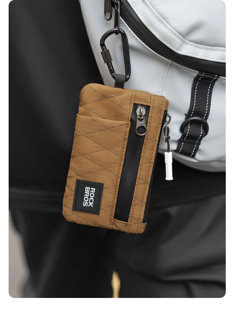 ROCKBROS Portable Wallet Card Bag – Ultra-Light, Stylish Sports Mini Credit Card Holder with Hang Lock, Compact Storage