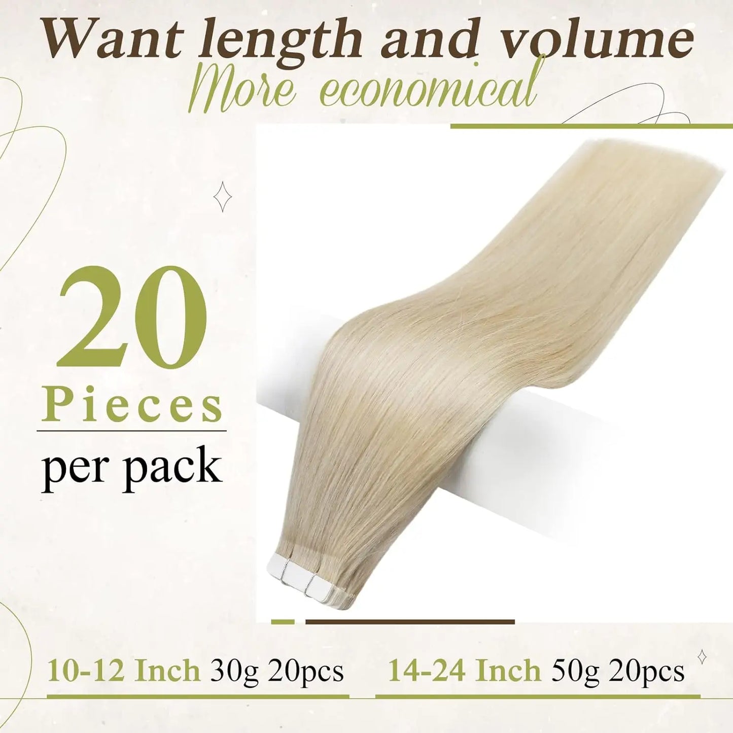 Full Shine Blonde Tape-In Hair Extensions – 100% Remy Human Hair, Double-Sided, Straight, Silky & Comfortable for Women