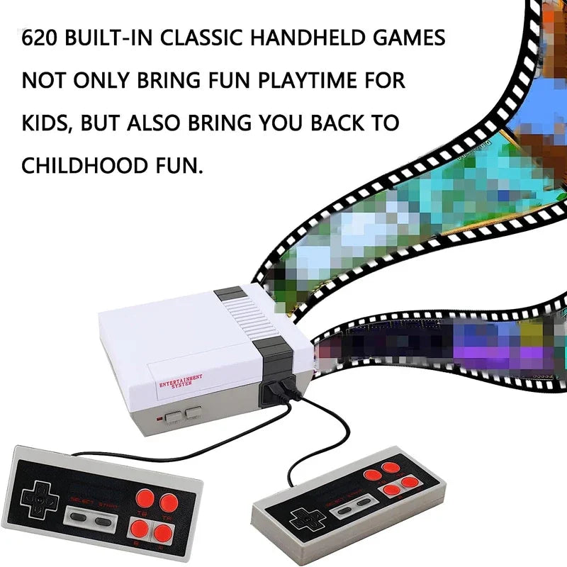 Mini TV Handheld Video Game Console: Retro Gaming Player with AV Output - Enjoy 620 Classic Games with Dual Gamepads, Perfect for Family Recreation!