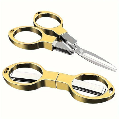 Stainless Steel Folding Scissors - Retractable Portable Cutting Tool for Travel, Outdoor & Everyday Use