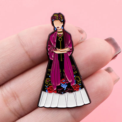 Feminism Mexican Painter Enamel Pin – Cartoon Figure Lapel Brooch for Backpack, Clothing & Accessories, Fashion Jewelry Gift