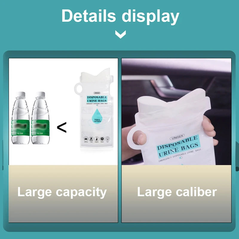 SEAMETAL 4Pcs 750ML Portable Emergency Urinal & Vomit Bags – Disposable Travel Mini Toilet Bags for Car, Outdoor & Unisex Use