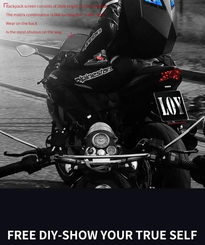 LOY LED Knight Cycling Backpack - Waterproof Motorcycle Helmet Bag with Bluetooth APP Control, Hard Shell Laptop Bag with LED Lights
