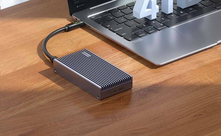Hagibis 40Gbps USB4 M.2 NVMe SSD Enclosure – LED Display with USB4 Cable for Thunderbolt 4/3 & USB 3.2/3.1/3.0 B+M M-Key SSD Case