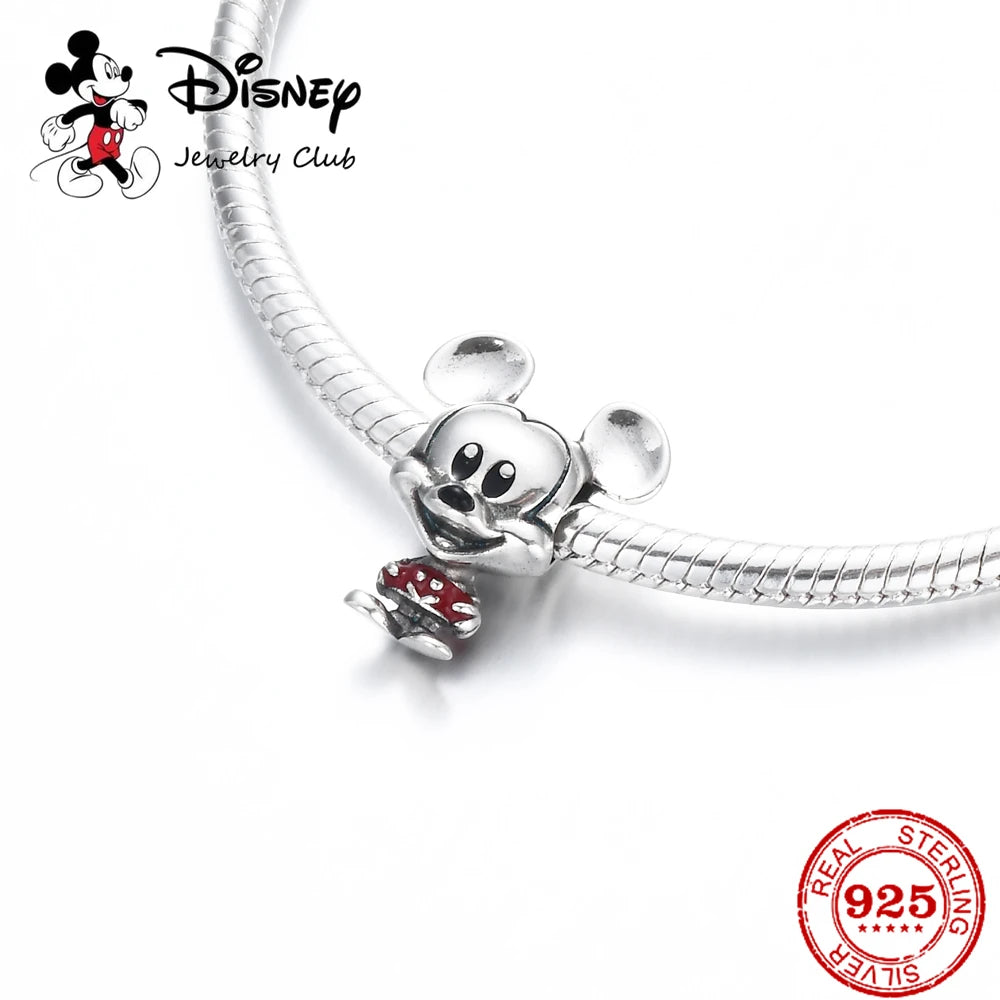 New 925 Sterling Silver Mickey Minnie Vinnie Charm – Beaded Fit for Original Pendant Bracelet, DIY Ladies Jewelry
