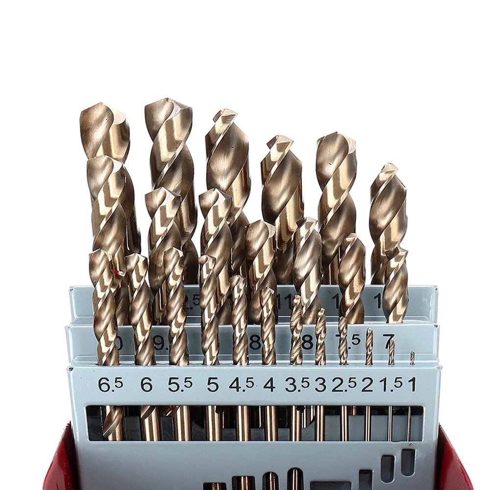 M35 Cobalt Twist Drill Bit Set – HSS-Co Straight Shank Metal Drill Kit for Stainless Steel, Iron & Woodworking Use