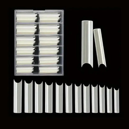 240 Clear Nail Tips – Coffin Shape Fake Toenail and Acrylic Nails, Half Cover Artificial Nail Set with Storage Box
