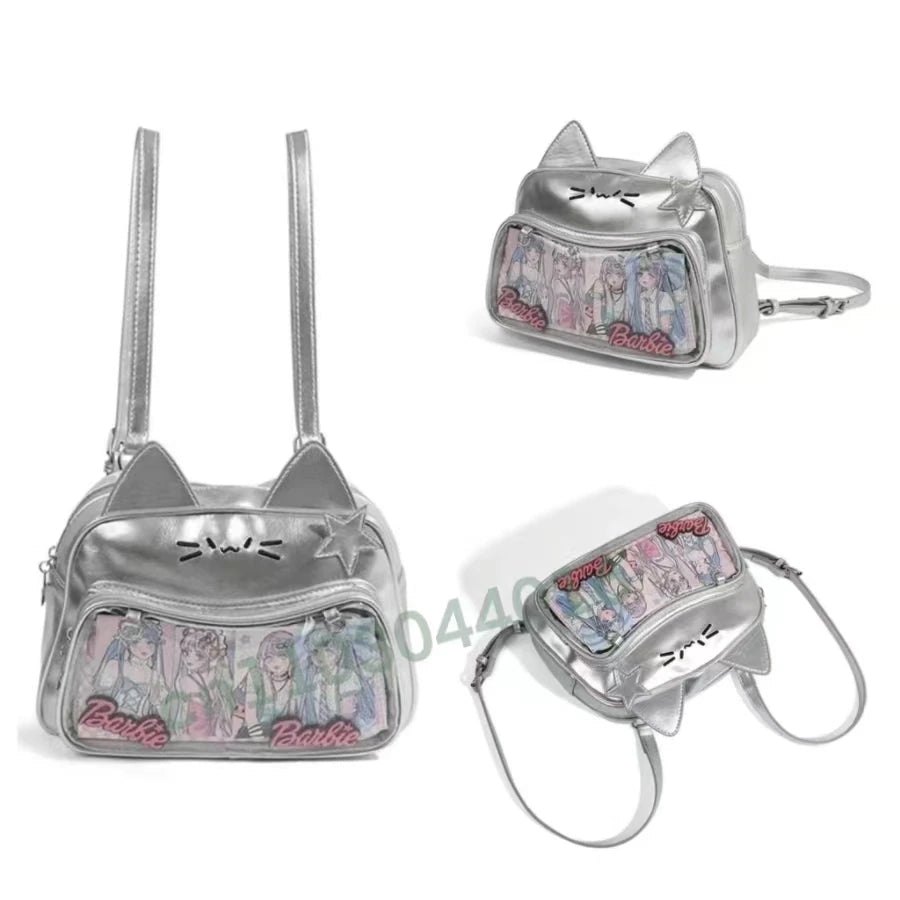 Y2K Korean Kawaii Cat Ita Bag — Cute PU Transparent Shoulder & Crossbody Bag for Girls, Harajuku Style Backpack