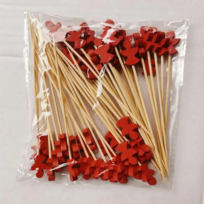 50PCS Christmas Bamboo Cocktail Picks – Santa, Snowflake & Tree Toothpicks for Drinks, Fruits, Desserts & Holiday Party Decorations 2024