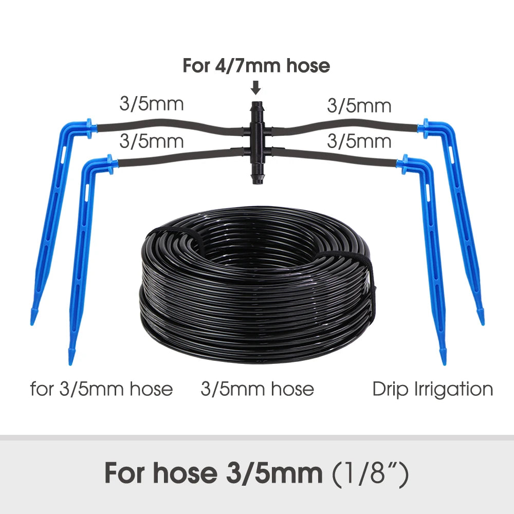 MUCIAKIE 4/2-Way Drip Irrigation System Kit – 100–10M 8L Watering Dripper Sprinkler for Potted Plants & Garden Use