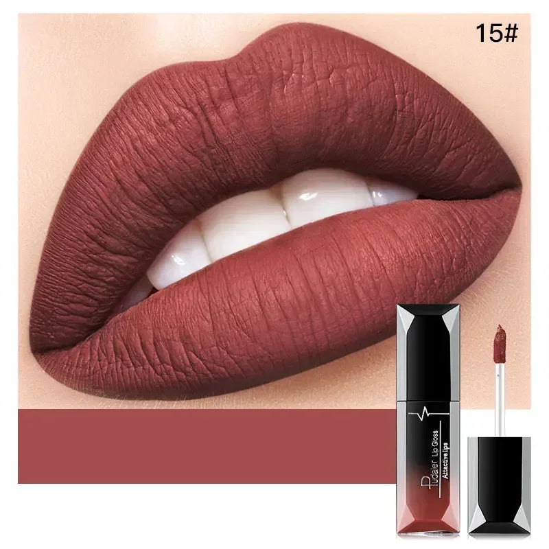 Pudaier Waterproof Matte Lip Gloss – Liquid Lipstick in Nude, Purple, Black Rose Shades