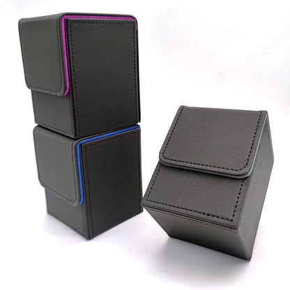 Leather Trading Card Deck Box - Single-Sleeve Storage Case for 100+ Cards