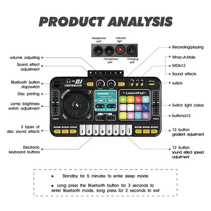 Kids DJ Mixer Controller Toy – Multifunctional Electronic Music Learning Game Birthday Gift