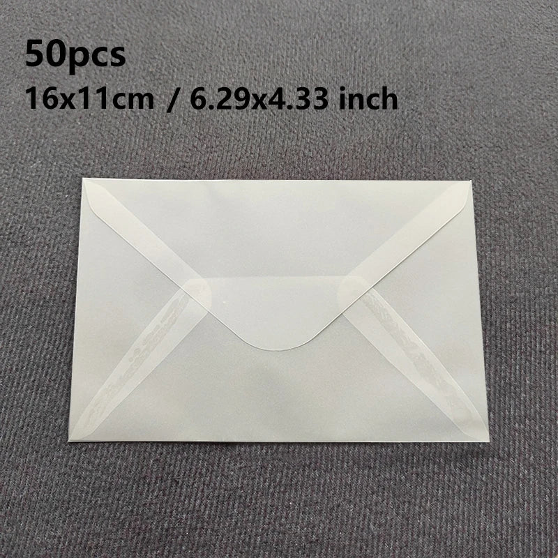 50 Pcs Blank Translucent Envelopes – for Invitations, Postcards, Gift Boxes, Wedding & Business Letters