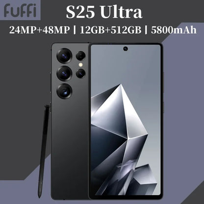 Global Vision S25 Ultra 5G Smartphone – Android 12, 8GB RAM, 512GB ROM, 6.8" 1920x1080 HD, Dual 24+48MP Cameras, 4/5G Mobile Phone