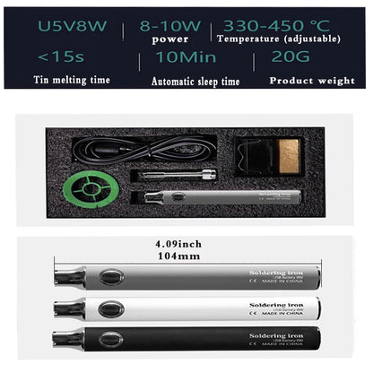 Portable 5V Micro USB Wireless Soldering Iron Pen, Battery-Operated Electric Welding Tool