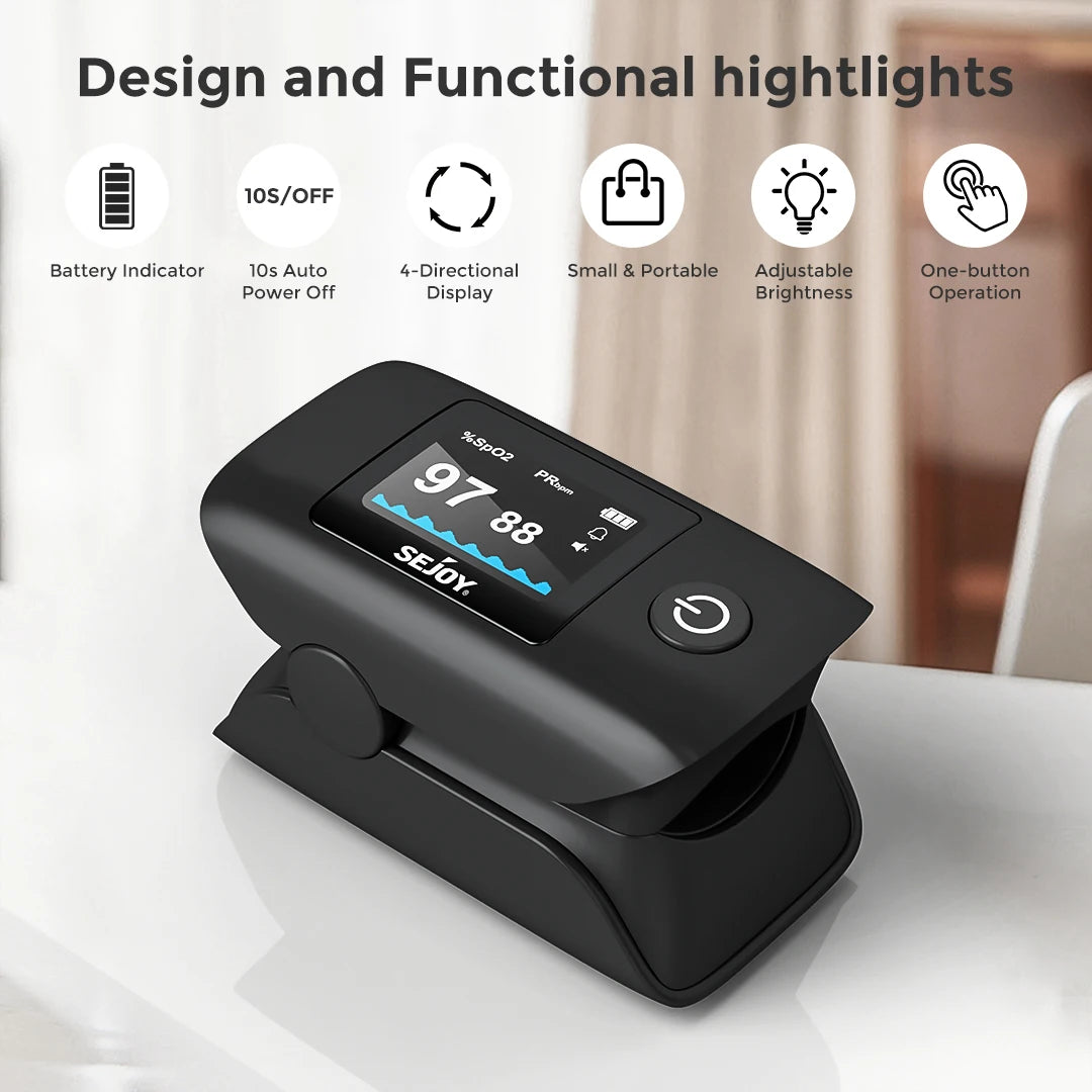 Sejoy Digital Wrist Blood Pressure Monitor & Finger Pulse Oximeter – OLED Heart Rate & Blood Oxygen Tracker