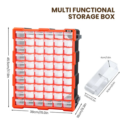 AIRAJ Multi-Drawer Parts Storage Box – 18/39/60 Transparent Plastic Organizers, Spliceable 15-Inch Home Storage