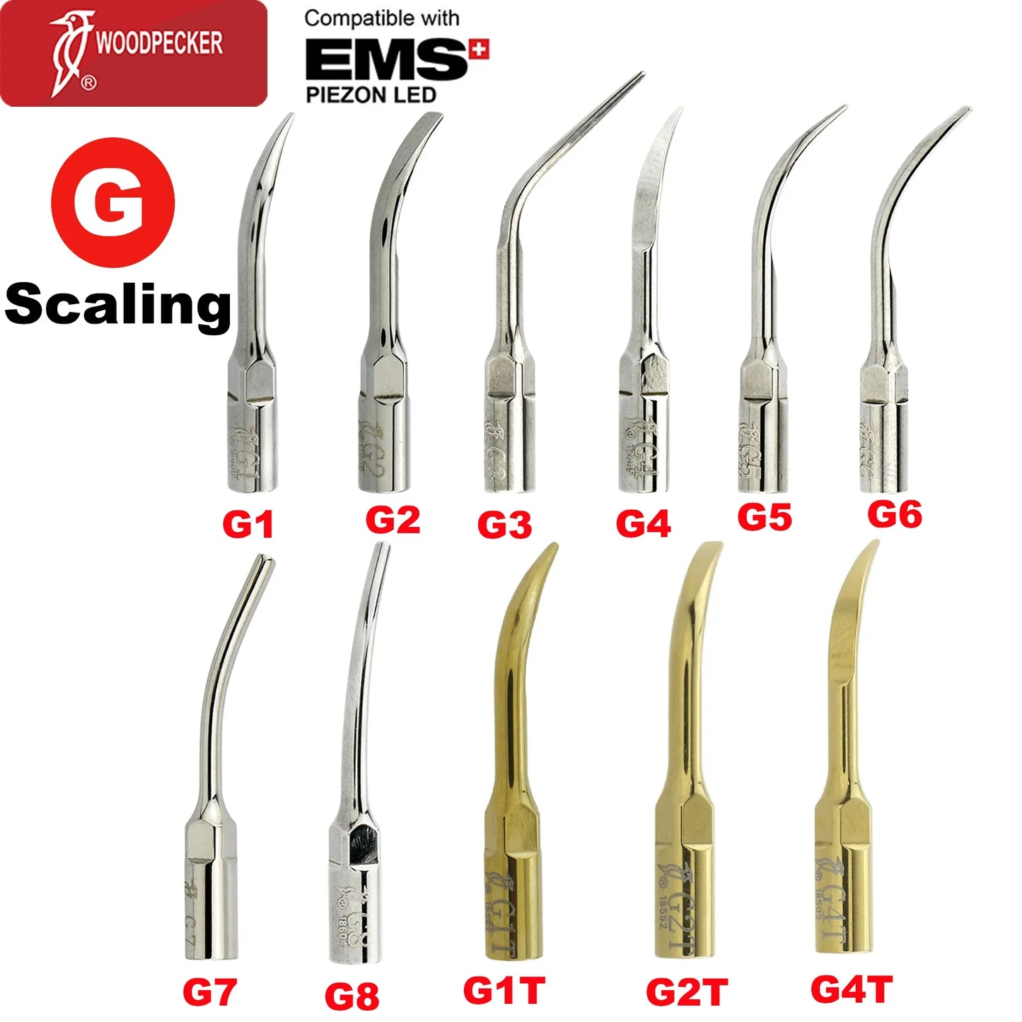 Woodpecker Dental Scaler Tips – Ultrasonic Tooth Cleaning, Endo & Perio Scaling Tips, Fit EMS UDS Scaler Handpiece