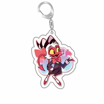 Anime Acrylic Keychain – Vaggie & Alastor Y2K Cartoon Pendant for Bags, Keys & Gifts