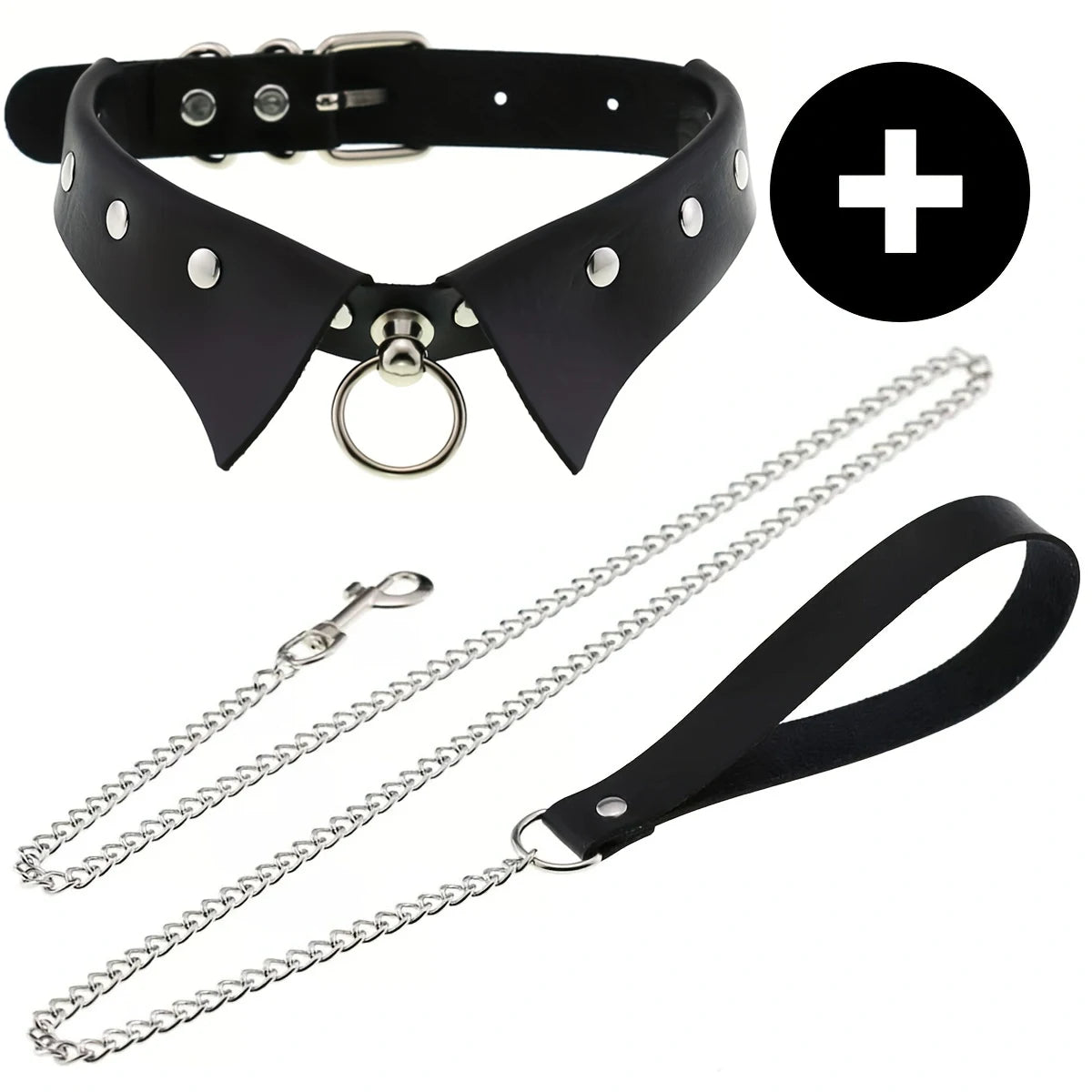 Gothic Punk PU Leather O-Ring Choker - Adjustable Collar Necklace for Women, Halloween & Alternative Fashion