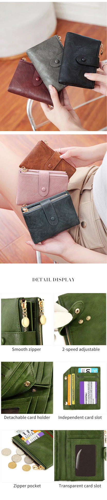 Minimalist Women’s Short Wallet – Large Capacity Triple-Layer Double Zipper Card Holder & Money Bag