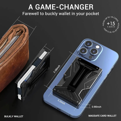 MagSafe Wallet & Money Clip with AirTag Holder + Magnetic Sheet — Fits Magnetic & Non-Magnetic Phones