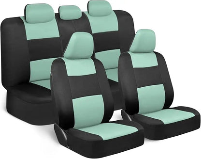 Universal Beige Car Seat Covers Full Set - Easy-Install Front and Rear Split Bench Seat Protectors for Cars, Trucks, SUVs, and Vans
