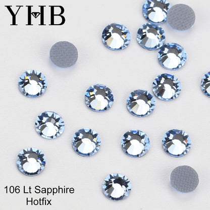 YHB 101-127 Hotfix Crystal Rhinestones - Glitter Glass Flatback Gems for Bags, Shoes, Garments, Phone & Nail Art DIY