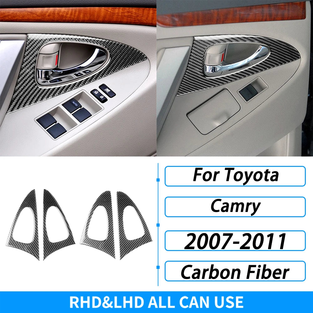 Toyota Camry 2007–2011 Carbon Fiber Interior Trim Set - Center Console, Gear Shift & Air Vent Decorative Covers