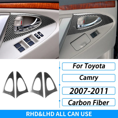 Toyota Camry 2007–2011 Carbon Fiber Interior Trim Set - Center Console, Gear Shift & Air Vent Decorative Covers