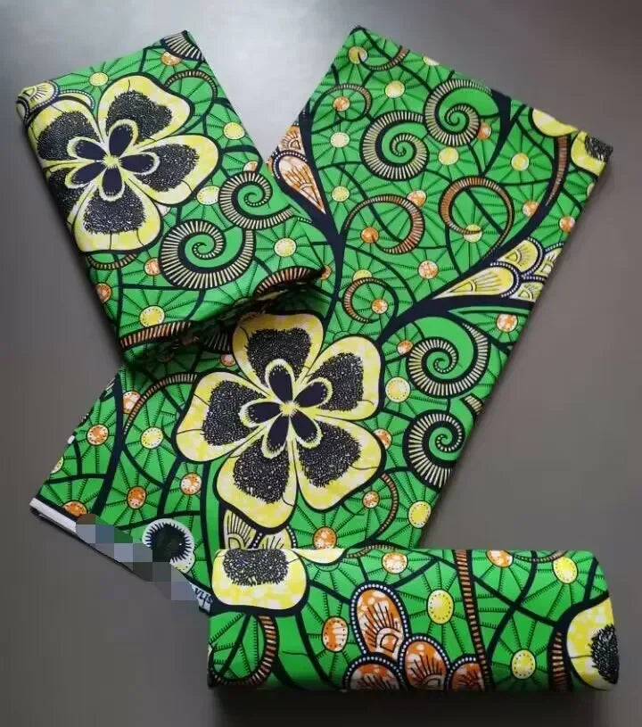 African Wax Print Fabric 6 Yards - Ghana Kente Design Ankara Kitenge Pagne