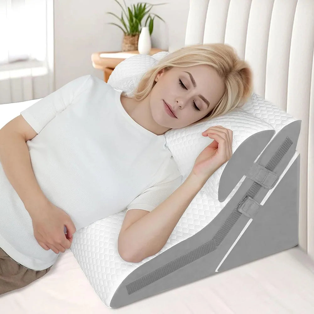 3Pcs Wedge Pillow Set — Adjustable Folding Triangle Pillows for Sleeping, Snoring, Back Pain & Acid Reflux Relief
