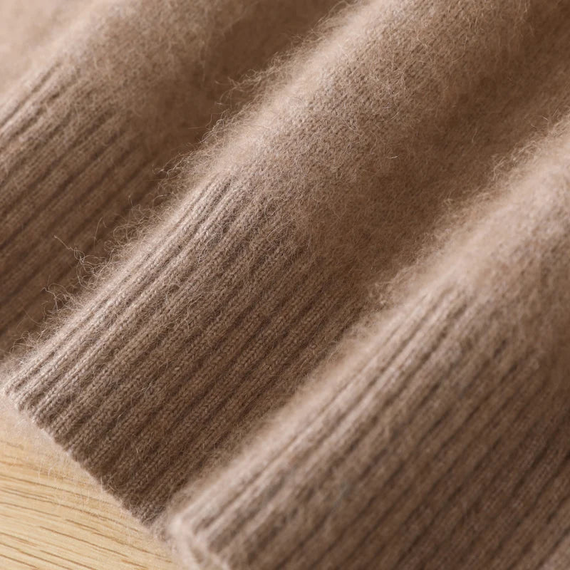 Men’s 100% Pure Mink Cashmere Sweater – V-Neck Knit Pullover, Long Sleeve Winter Jumper, Large Size High-End Top