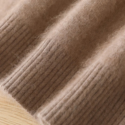 Men’s 100% Pure Mink Cashmere Sweater – V-Neck Knit Pullover, Long Sleeve Winter Jumper, Large Size High-End Top