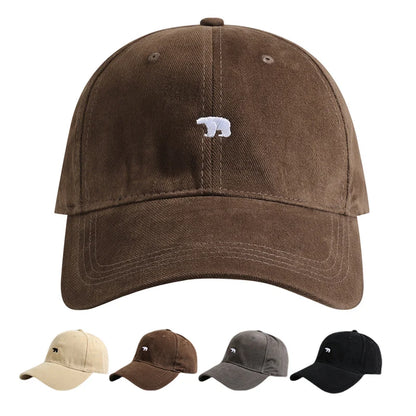 Spring Summer Polar Bear Embroidery Baseball Cap – Unisex Cotton Snapback Sun Hat