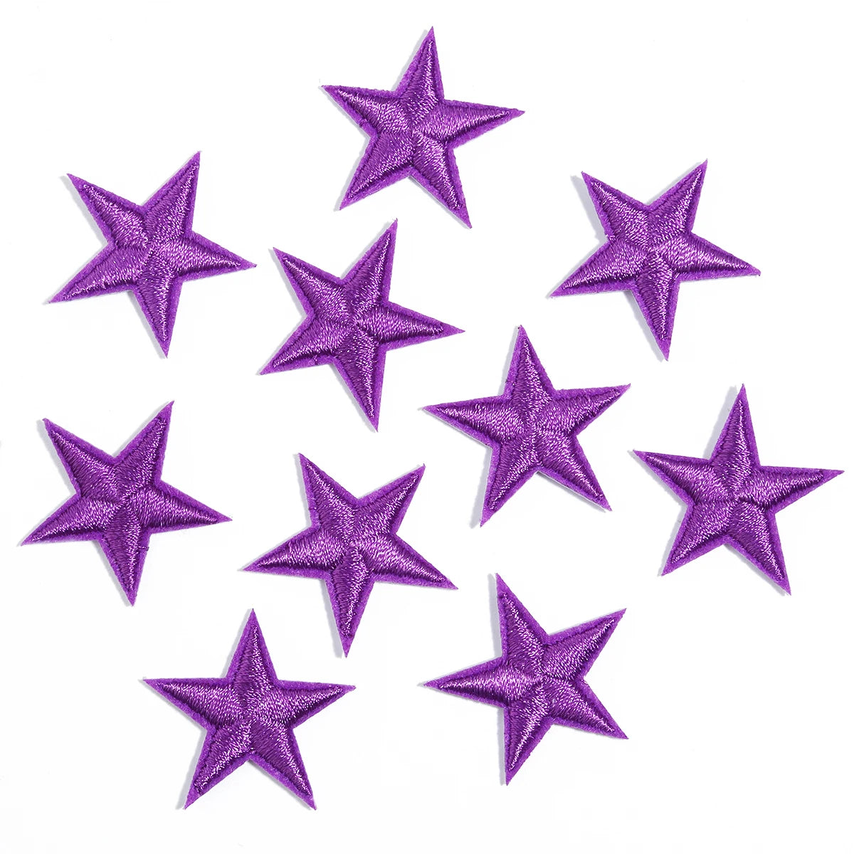 10pcs Mini Star Iron-On Embroidery Patches – Small Pentagram Appliques for DIY Clothing, Black White Gold Fashion Decoration